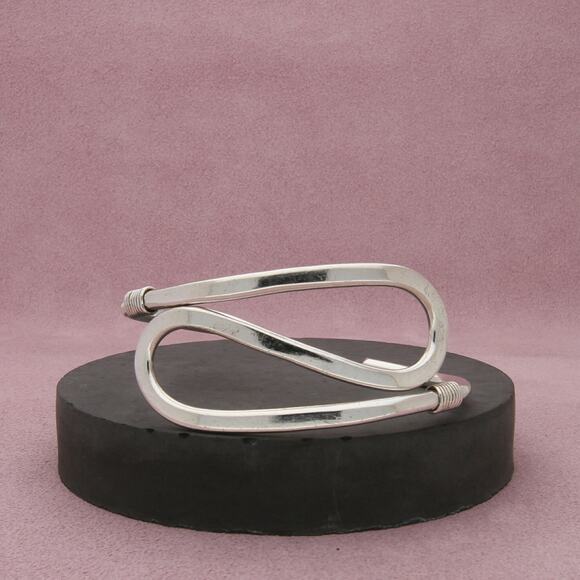 taxco mexico sterling silver vintage open loops cuff bracelet size 6.75in - Picture 1 of 3